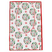 Moyen Red Green Joyeux Noël Wreath Medium Cadeau sac (Devant)