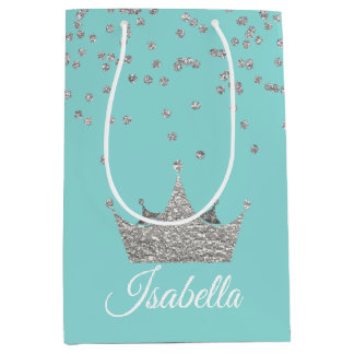 Moyen Robins Oeuf Bleu avec Sac cadeau Couronne argent