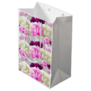 Moyen Roses et pivoines Sac cadeau de bouquet mixte