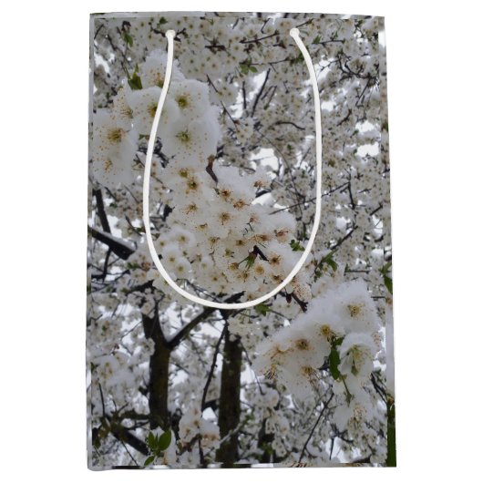 Moyen Sac à Cadeau Fleur de Neige (Devant)