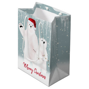 Moyen Sac à cadeau ours polaires de Noël