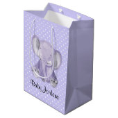 Moyen Sac Cadeau à base d'éléphant mou violet Polka Dot  (Dos Angle)