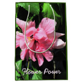 Moyen Sac cadeau à double hébiscus rose (Devant)