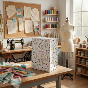 Moyen Sac Cadeau à Motif Outils de Couture Sur Mesure