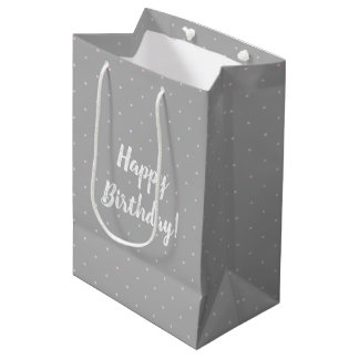 Moyen Sac Cadeau Anniversaire à Motif Pastel en Pointill