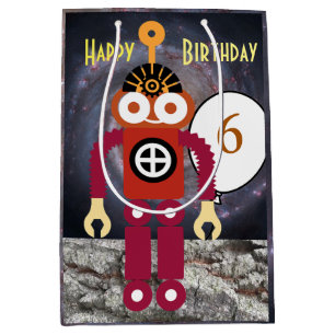Moyen Sac Cadeau Anniversaire Enfant Robot Dessin Animé