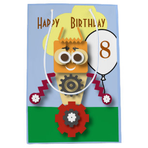 Moyen Sac Cadeau Anniversaire Enfant Robot Dessin Animé