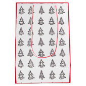 Moyen Sac cadeau Arbre blanc et Noir (Côtés rouges) (Dos)