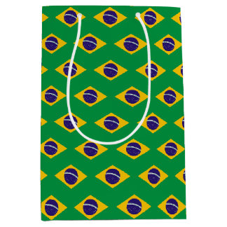 Moyen Sac Cadeau avec drapeau du Brésil