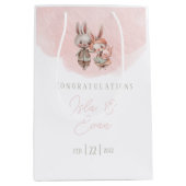 Moyen Sac cadeau Baby shower lapin (Devant)