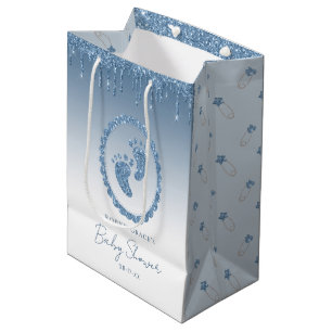 Moyen Sac cadeau Baby shower Parties scintillant bleue