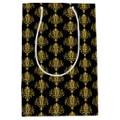 Moyen Sac cadeau Black & Gold Damask (Devant)