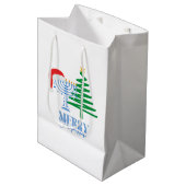 Moyen Sac cadeau blanc Merry Chrismukkah (Devant Angle)