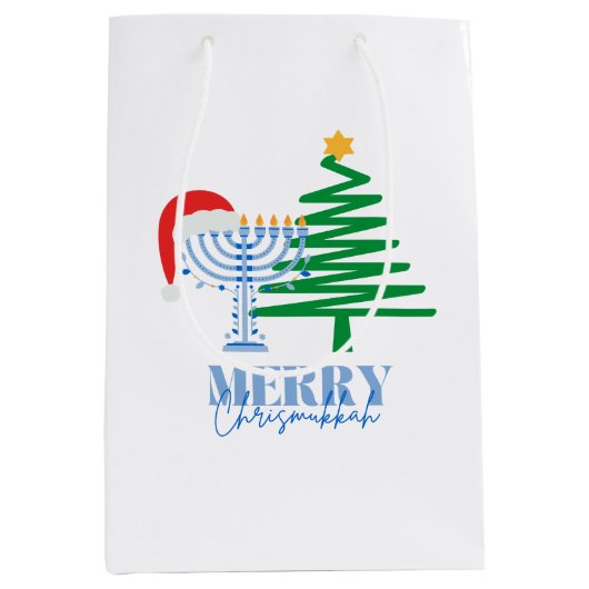 Moyen Sac cadeau blanc Merry Chrismukkah (Devant)