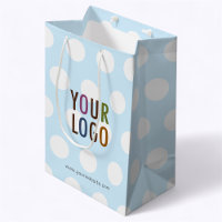 Sac Cadeau Bleu Clair 25 cm à Points Custom Logo