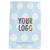 Moyen Sac Cadeau Bleu Clair 25 cm à Points Custom Logo (Dos)