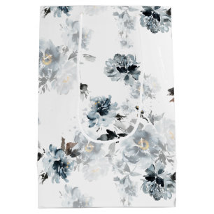 Moyen Sac cadeau bleu floral Dusty