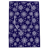 Moyen Sac cadeau bleu Snowflake (Devant)