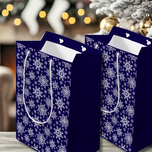 Moyen Sac cadeau bleu Snowflake