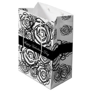 Moyen Sac cadeau "Bold Rose Valentine" (b/w)