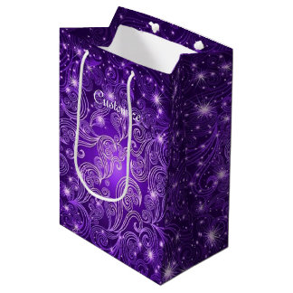 Moyen Sac cadeau Céleste Violet Étoiles