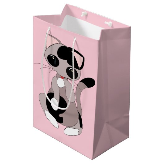 Moyen Sac Cadeau Chat Mignon (Devant Angle)