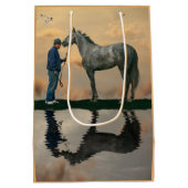 Moyen Sac cadeau Cheval Gris Et Groom OTTB (Dos)