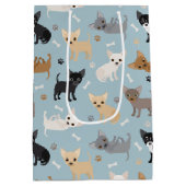 Moyen Sac cadeau Chihuahua Bones and Paws Blue Medium (Dos)