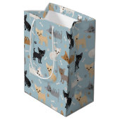 Moyen Sac cadeau Chihuahua Bones and Paws Blue Medium (Dos Angle)