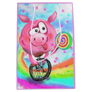 Moyen Sac Cadeau Cochon Acrobate de Cirque Drôle
