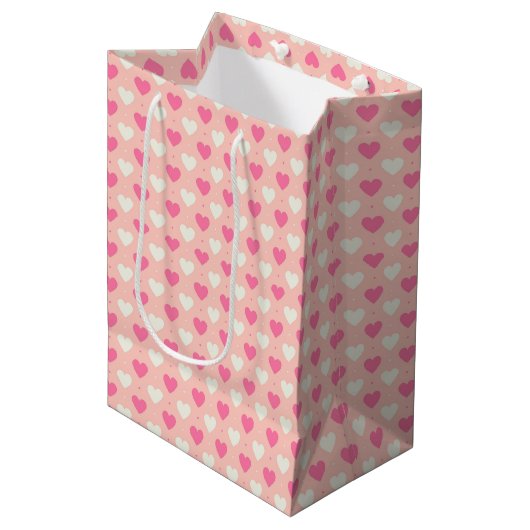 Moyen Sac cadeau Coeurs roses (Devant Angle)