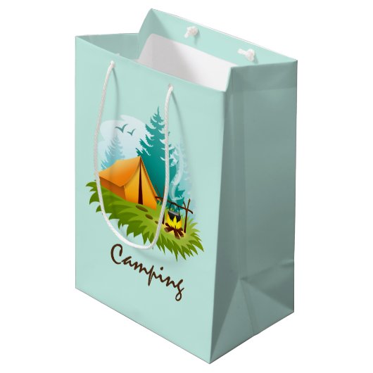 Moyen Sac cadeau Conception Camping Camping (Devant Angle)