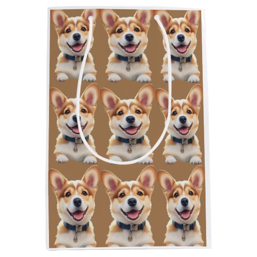 Moyen Sac cadeau Corgi (Devant)