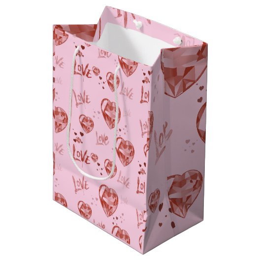 Moyen Sac cadeau Crystal Hearts (Devant Angle)