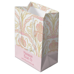 Moyen Sac cadeau d'affaires floral Art Nouveau rose
