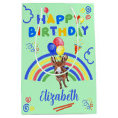 Moyen Sac cadeau d'anniversaire Âne en vert (Devant)