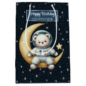 Moyen Sac cadeau d'anniversaire avec Ours spatial person (Devant)