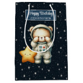 Moyen Sac cadeau d'anniversaire avec Space Explorer Ours (Devant)
