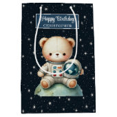 Moyen Sac cadeau d'anniversaire de l'Ours spatial pour p (Devant)