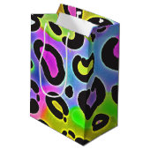 Moyen Sac cadeau d'anniversaire Rainbow Cheetah Leopard (Dos Angle)