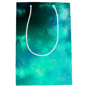 Moyen Sac cadeau d'anniversaire Starry Night Sky Emerald
