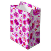 Moyen Sac cadeau d'art viola rose blanc d'aquarelle (Devant Angle)