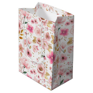 Moyen Sac cadeau de Baby shower rose pâle