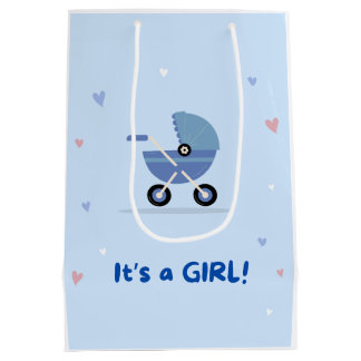 Moyen Sac cadeau de bienvenue pour bébé fille BLEU