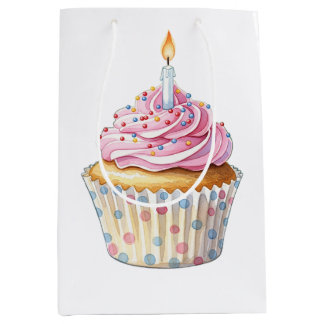 Moyen Sac cadeau de Cupcake anniversaire