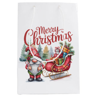 Moyen Sac cadeau de gnome de Noël joyeux
