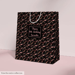 Moyen Sac cadeau de luxe chic Rose Gold Pailleté et Noir
