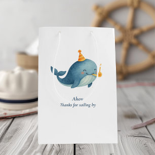 Moyen Sac cadeau de Merci Ahoy Whale Anniversaire naut