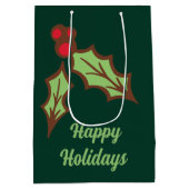 Moyen Sac cadeau de Noël avec houx vert (Dos)