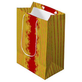 Moyen Sac Cadeau de Noël Fractal Or et Rouge
